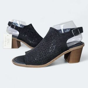 NEW Kim Rogers Neveah Black Perforated Wedge Sandals Size 11